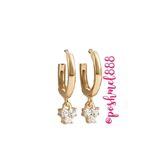 :: Delicate Pavé Hoops [GOLD] Shimmer Dangle Huggie Earrings - Picture 7 of 7